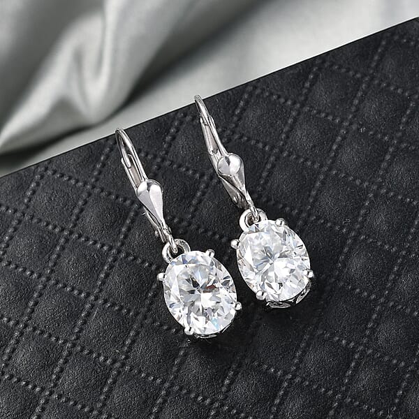 D'Joy Moissanite 5.60 Ctw Eternal Solitaire Earrings In Rhodium Over Sterling Silver