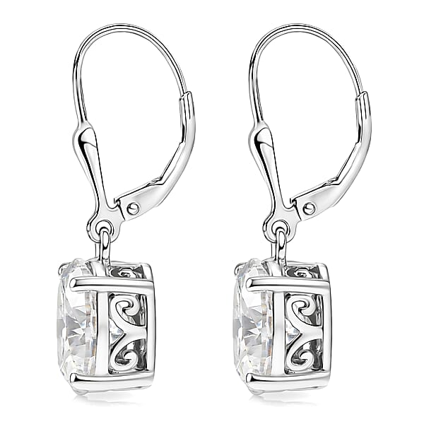 D'Joy Moissanite 5.60 Ctw Eternal Solitaire Earrings In Rhodium Over Sterling Silver