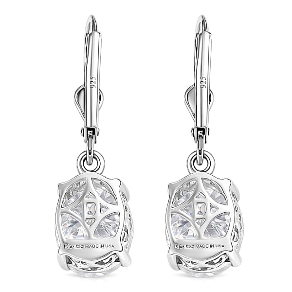 D'Joy Moissanite 5.60 Ctw Eternal Solitaire Earrings In Rhodium Over Sterling Silver