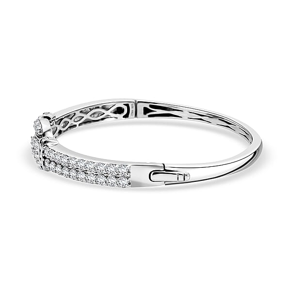 D'Joy Moissanite 5.90 Ctw Loop Knot Bangle Bracelet In Rhodium Over Sterling Silver (8.00 In)
