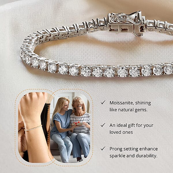 D'Joy Moissanite 5.90 Ctw Tennis Bracelet In Platinum Over Sterling Silver (7.25 In)