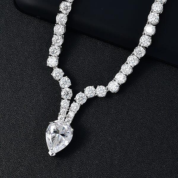 D'Joy Moissanite 50.50 Ctw Necklace In Rhodium Over Sterling Silver 18 Inches