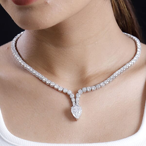 D'Joy Moissanite 50.50 Ctw Necklace In Rhodium Over Sterling Silver 18 Inches