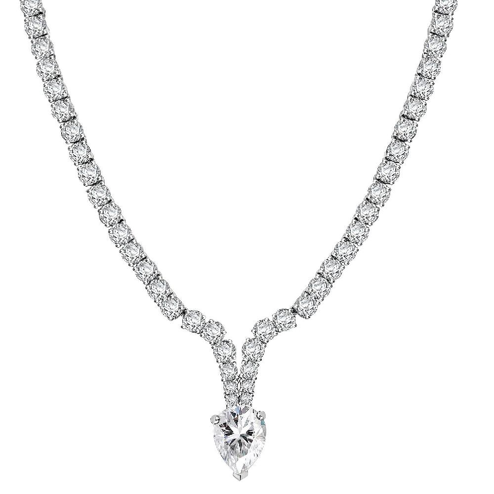 D'Joy Moissanite 50.50 ctw Necklace in Rhodium Over Sterling Silver 18 Inches