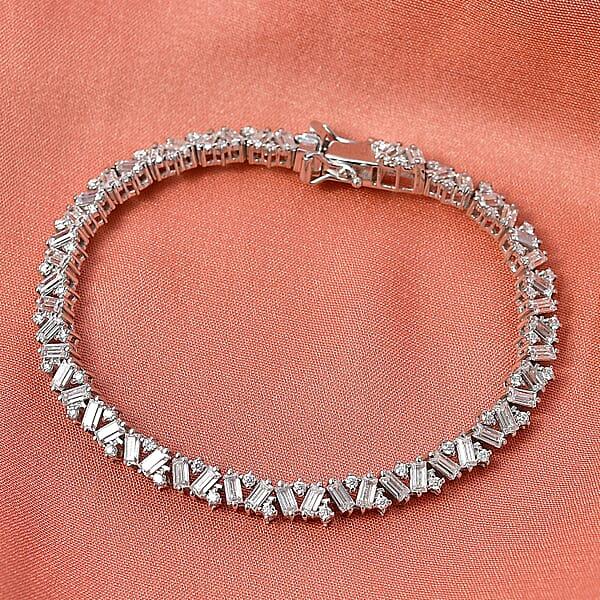 D'Joy Moissanite 6.30 Ctw Sparkline Bracelet In Rhodium Over Sterling Silver (7.25 In)