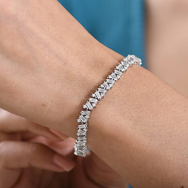 D'Joy Moissanite 6.30 Ctw Sparkline Bracelet In Rhodium Over Sterling Silver (7.25 In)