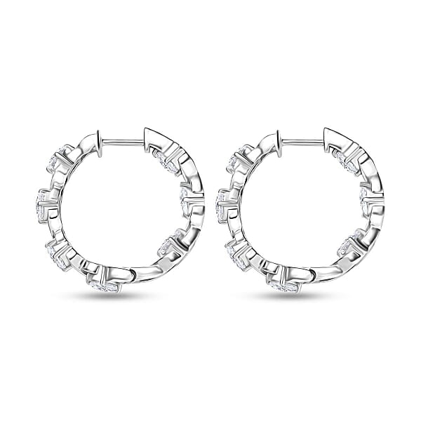 D'Joy Moissanite 6.65 Ctw XOXO Hoop Earrings In Rhodium Over Sterling Silver