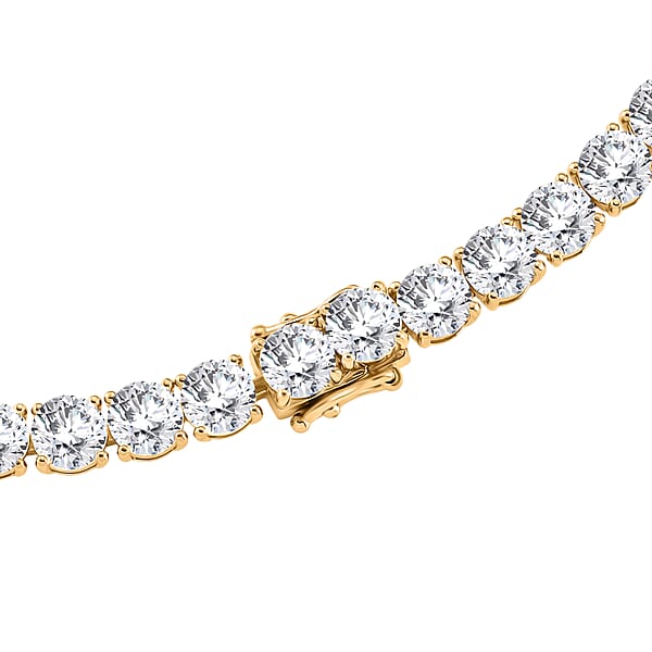 D'Joy Moissanite 60.00 Ctw Celebrity Glam Tear Drop Necklace In 18K Vermeil Yellow Gold Over Sterling Silver 18 Inches