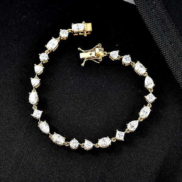 D'Joy Moissanite 8.15 Ctw Cascading Droplets Bracelet In 18K Vermeil Yellow Gold Over Sterling Silver (7.25 In)