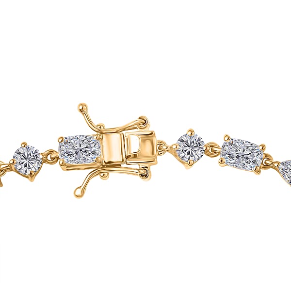 D'Joy Moissanite 8.15 Ctw Cascading Droplets Bracelet In 18K Vermeil Yellow Gold Over Sterling Silver (7.25 In)