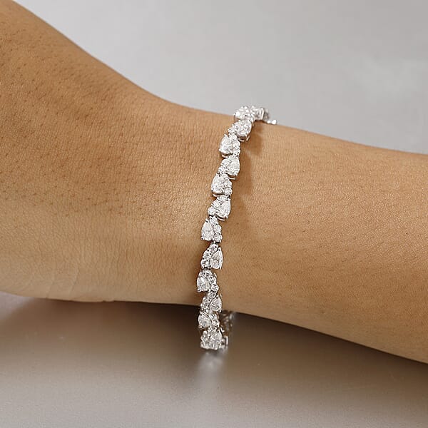 D'Joy Moissanite 8.30 Ctw Petal Whispers Bracelet In Rhodium Over Sterling Silver (7.25 In)