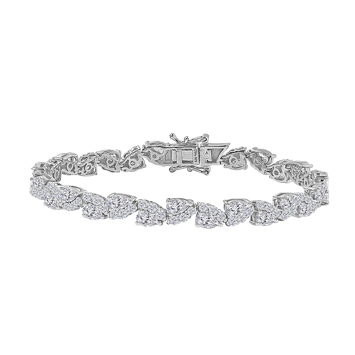 D'Joy Moissanite 8.30 ctw Petal Whispers Bracelet in Rhodium Over Sterling Silver (7.25 In)