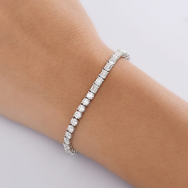 D'Joy Moissanite 8.50 Ctw Regalia Line Bracelet In Rhodium Over Sterling Silver (7.25 In)