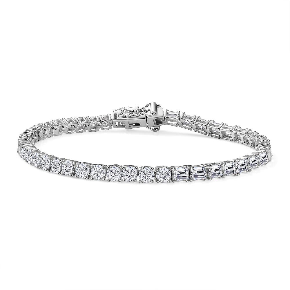 D'Joy Moissanite 8.50 ctw Regalia Line Bracelet in Rhodium Over Sterling Silver (7.25 In)