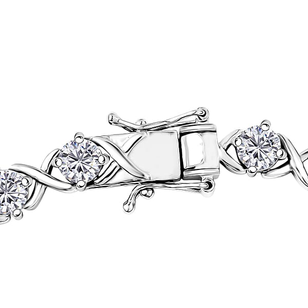 D'Joy Moissanite 9.00 Ctw XOXO Bracelet In Rhodium Over Sterling Silver (7.25 In)