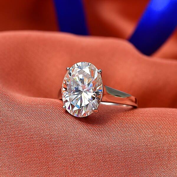 D'Joy Moissanite 9.90 Ctw Eternal Solitaire Ring In Rhodium Over Sterling Silver