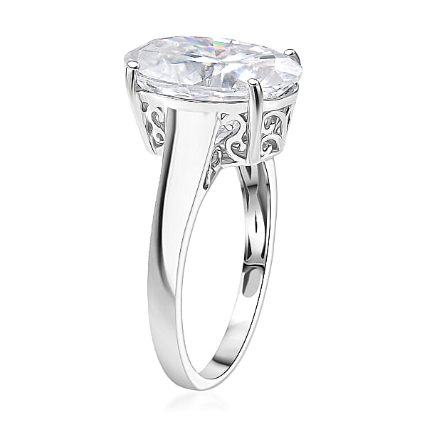 D'Joy Moissanite 9.90 Ctw Eternal Solitaire Ring In Rhodium Over Sterling Silver