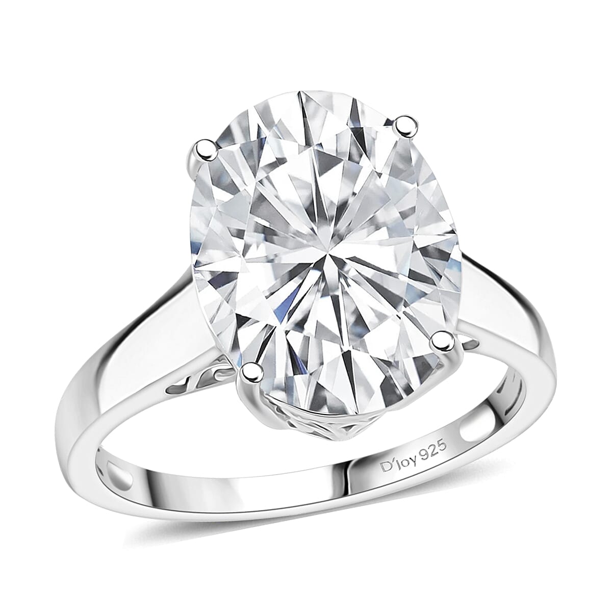 D'Joy Moissanite 9.90 ctw Eternal Solitaire Ring in Rhodium Over Sterling Silver