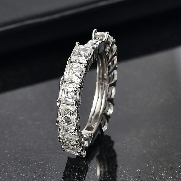D'Joy Moissanite Band Ring In Rhodium Over Sterling Silver 3.35 Ctw