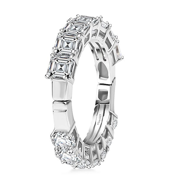 D'Joy Moissanite Band Ring In Rhodium Over Sterling Silver 3.35 Ctw