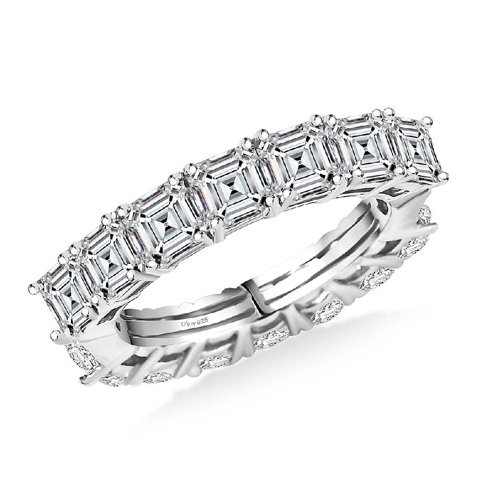 D'Joy Moissanite Band Ring in Rhodium Over Sterling Silver 3.35 ctw