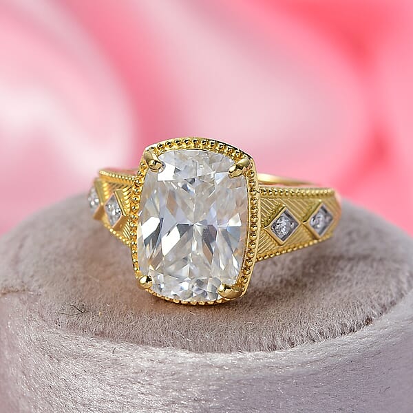 D'Joy Moissanite Celebrity Ring In 18K Vermeil YG Over Sterling Silver 7.60 Ctw