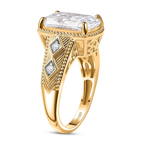 D'Joy Moissanite Celebrity Ring In 18K Vermeil YG Over Sterling Silver 7.60 Ctw