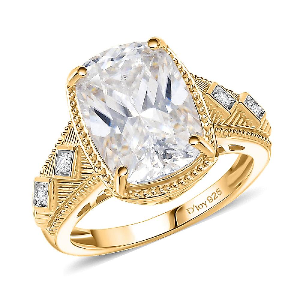 D'Joy Moissanite Celebrity Ring in 18K Vermeil YG Over Sterling Silver 7.60 ctw