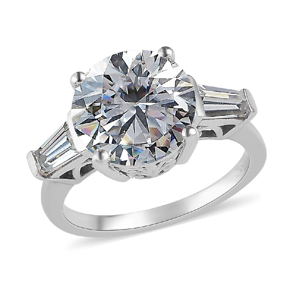D'Joy Moissanite Heart & Arrow Cut Ring in Rhodium Over Sterling Silver 3.90 ctw