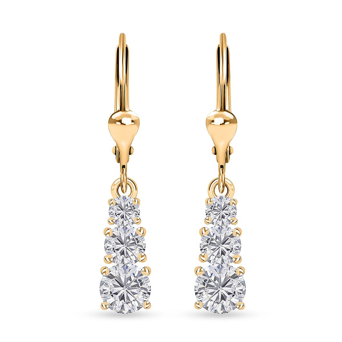 D'Joy Moissanite Lever Back Earrings in Vermeil YG Over Sterling Silver 1.50 ctw