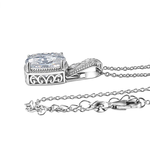D'Joy Moissanite Pendant Necklace In Rhodium Over Sterling Silver 7.50 Ctw (20 Inches)