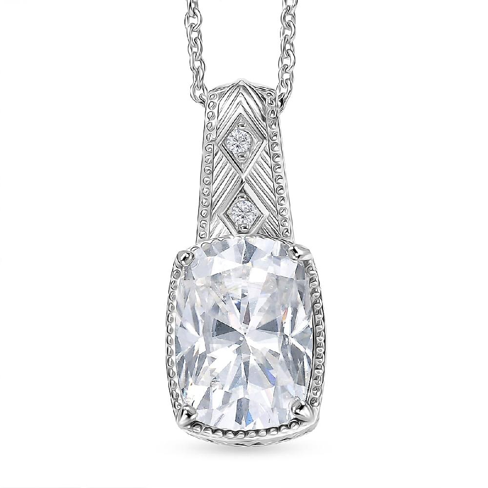 D'Joy Moissanite Pendant Necklace in Rhodium Over Sterling Silver 7.50 ctw (20 Inches)