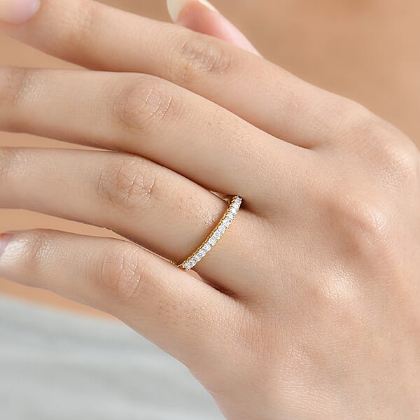 D'Joy Moissanite Ring In 18K Vermeil YG Over Sterling Silver 0.30 Ctw