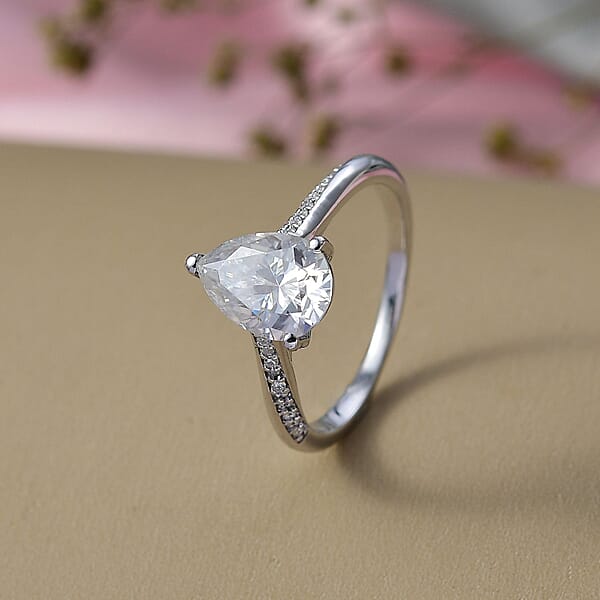 D'Joy Moissanite Ring In Rhodium Over Sterling Silver 2.00 Ctw