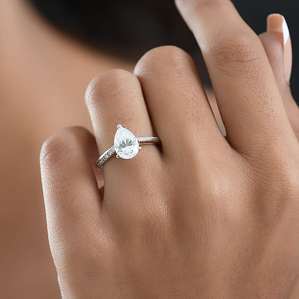 D'Joy Moissanite Ring In Rhodium Over Sterling Silver 2.00 Ctw