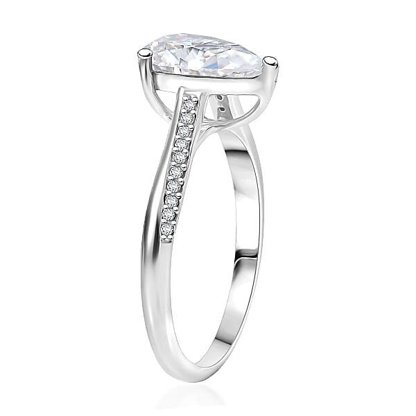 D'Joy Moissanite Ring In Rhodium Over Sterling Silver 2.00 Ctw