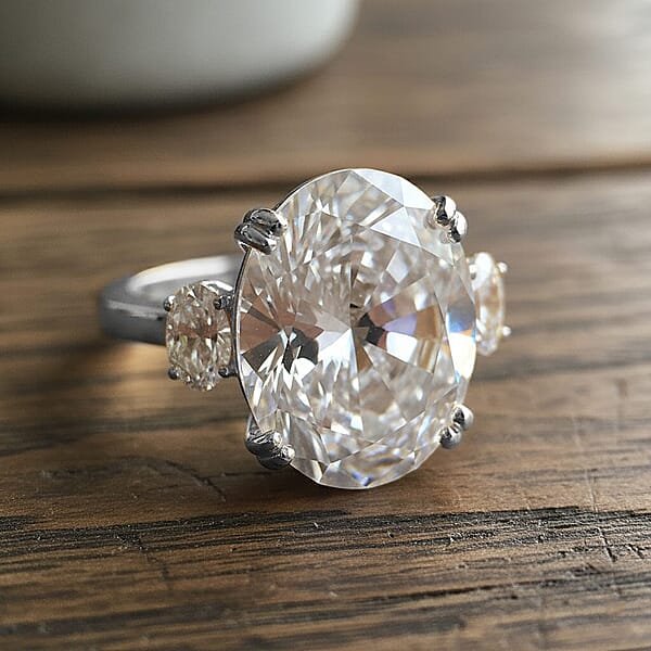 D'Joy Moissanite Ring In Rhodium Over Sterling Silver 10.45 Ctw