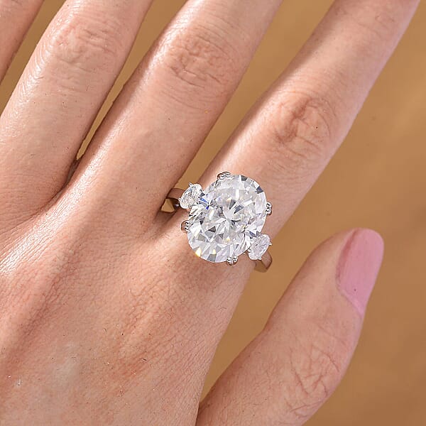 D'Joy Moissanite Ring In Rhodium Over Sterling Silver 10.45 Ctw