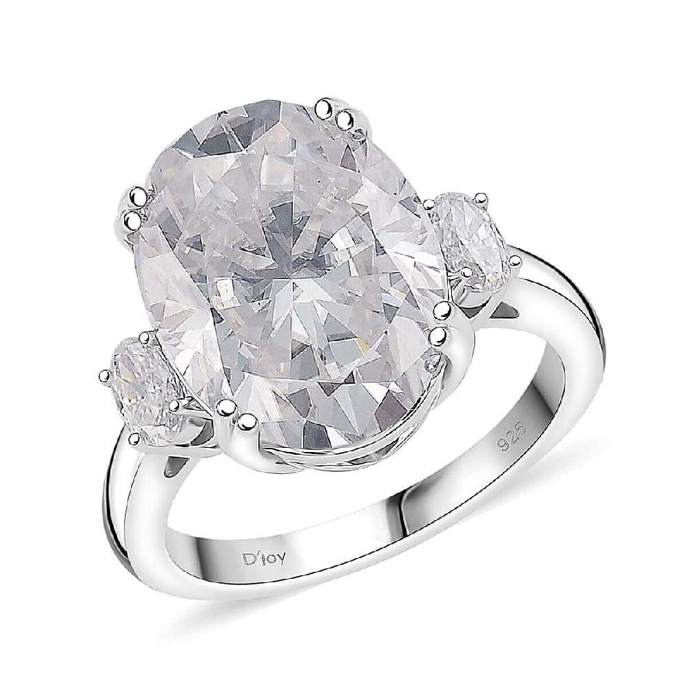 D'Joy Moissanite Ring in Rhodium Over Sterling Silver 10.45 ctw