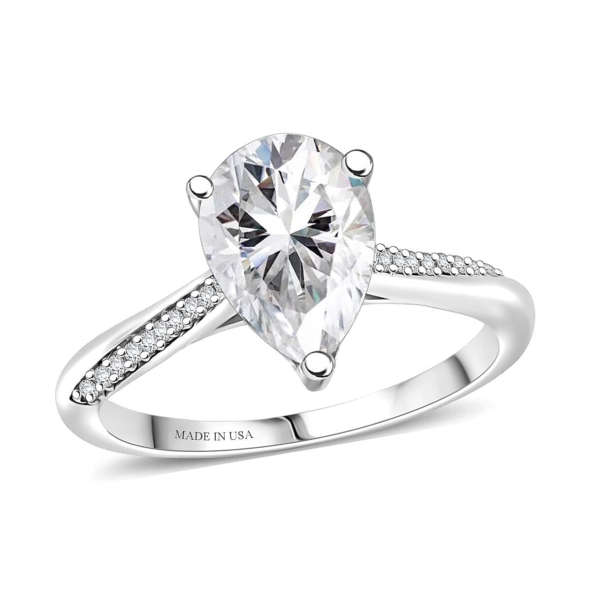 D'Joy Moissanite Ring in Rhodium Over Sterling Silver 2.00 ctw