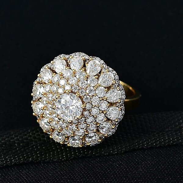 D'Joy Moissanite (Rnd 6mm) Ring In 18K Vermeil YG Over Sterling Silver 4.40 Ctw