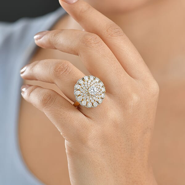 D'Joy Moissanite (Rnd 6mm) Ring In 18K Vermeil YG Over Sterling Silver 4.40 Ctw