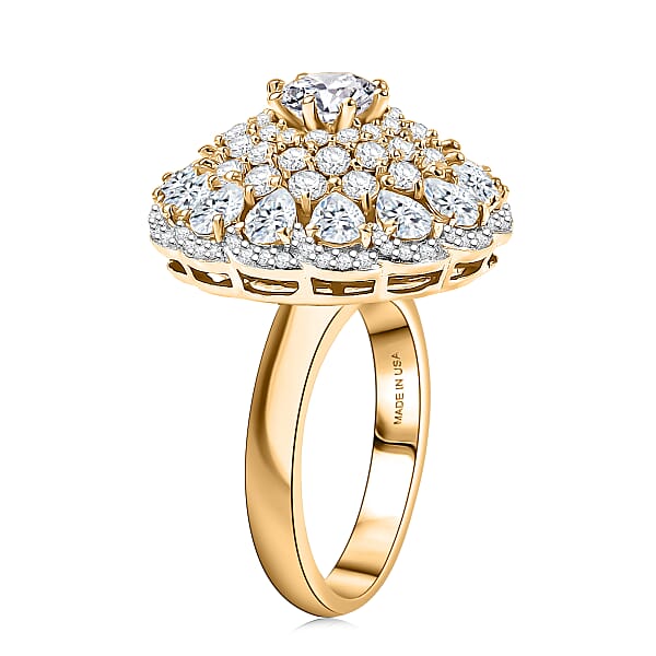 D'Joy Moissanite (Rnd 6mm) Ring In 18K Vermeil YG Over Sterling Silver 4.40 Ctw