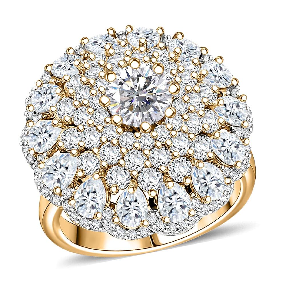 D'Joy Moissanite (Rnd 6mm) Ring in 18K Vermeil YG Over Sterling Silver 4.40 ctw