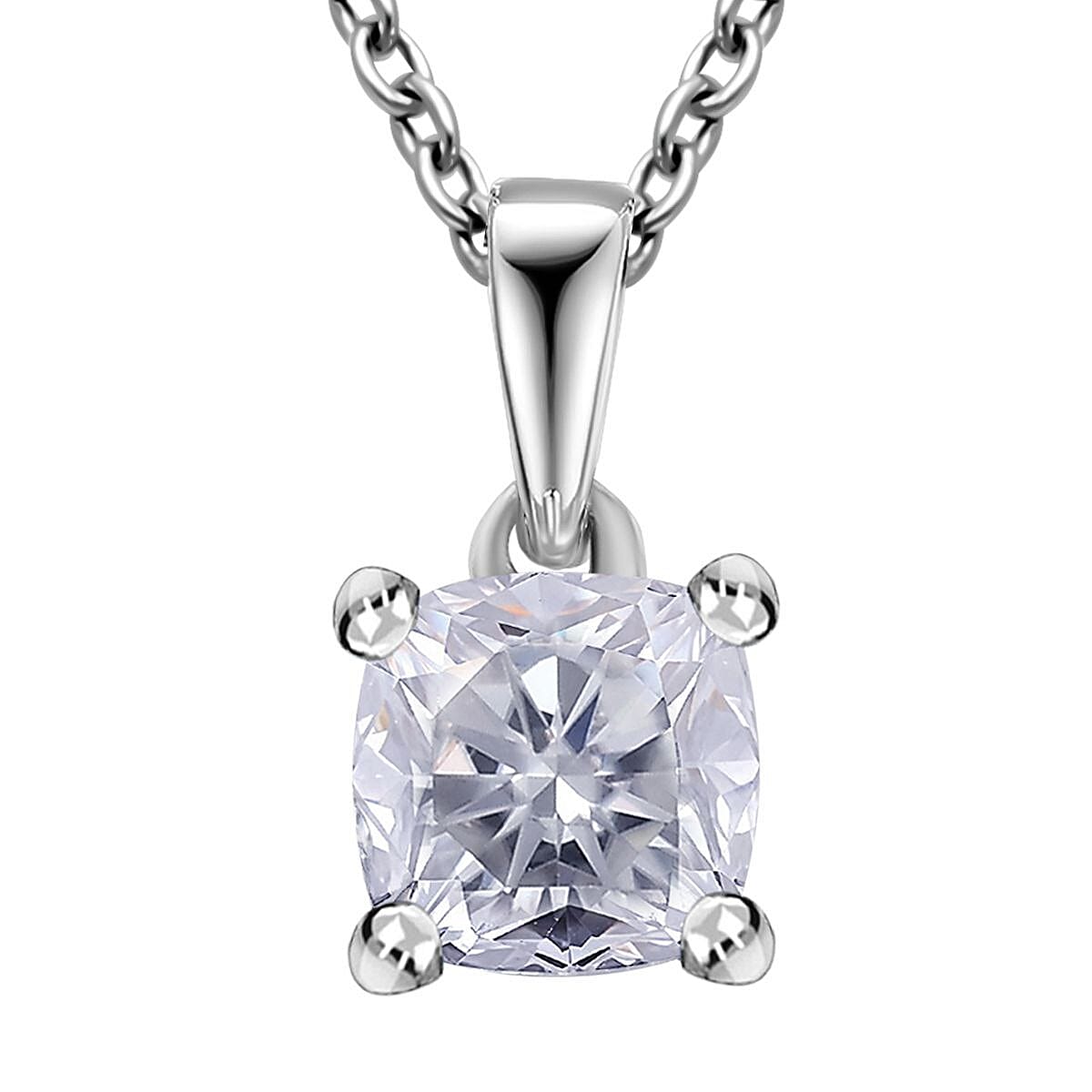 D'Joy Moissanite Solitaire Pendant Necklace in Platinum Over Sterling Silver 1.00 ctw (20 Inches)