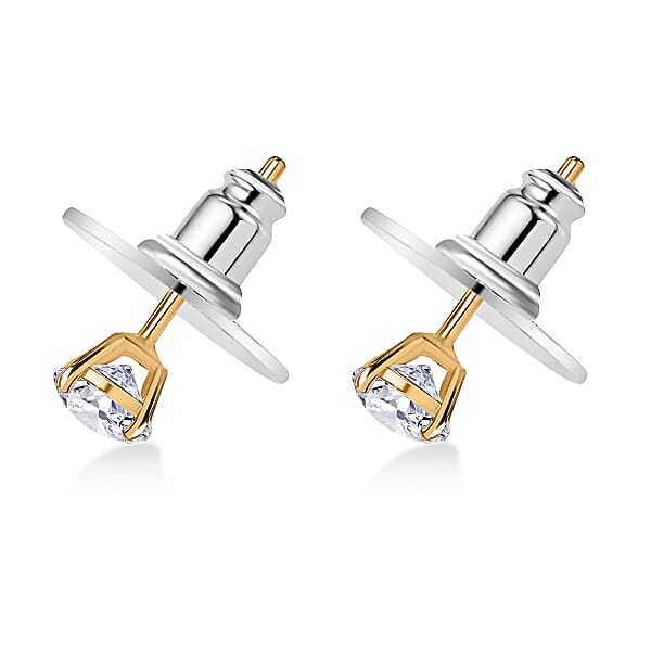 D'Joy Moissanite Stud Earrings In 18K Vermeil YG Over Sterling Silver 0.90 Ctw