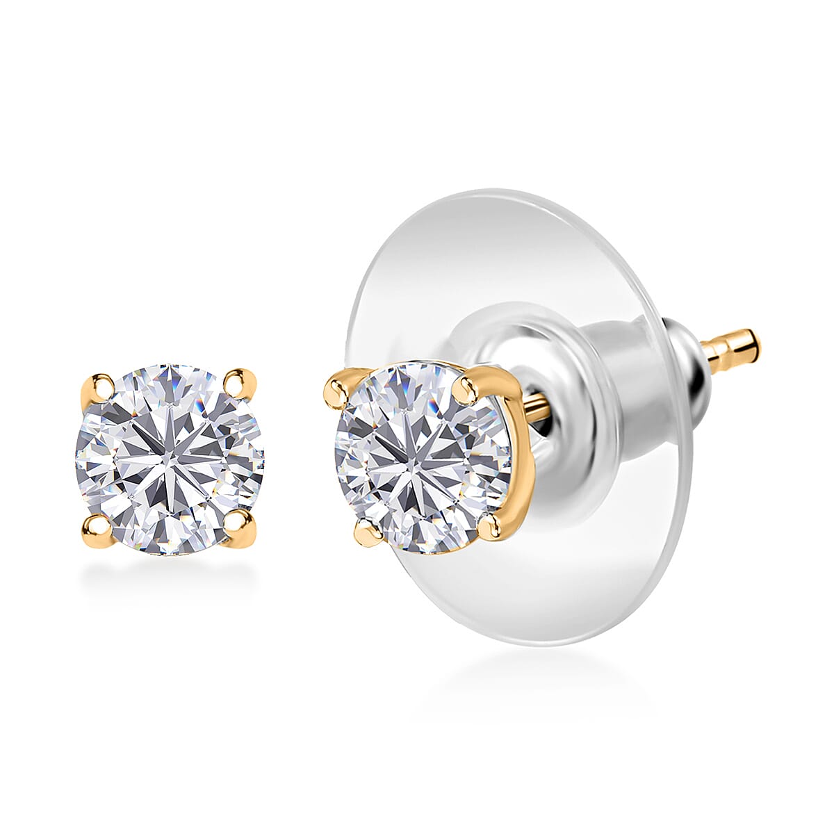 D'Joy Moissanite Stud Earrings in 18K Vermeil YG Over Sterling Silver 0.90 ctw