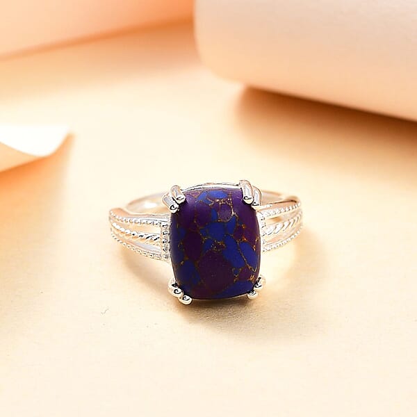 D'Joy Mojave Purple Turquoise 4.25 Ctw Solitaire Ring In Sterling Silver