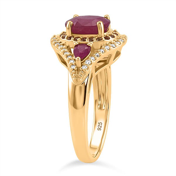 D'Joy Montepuez Ruby Multi Gemstone Ring In 18K Vermeil YG Over Sterling Silver 2.20 Ctw