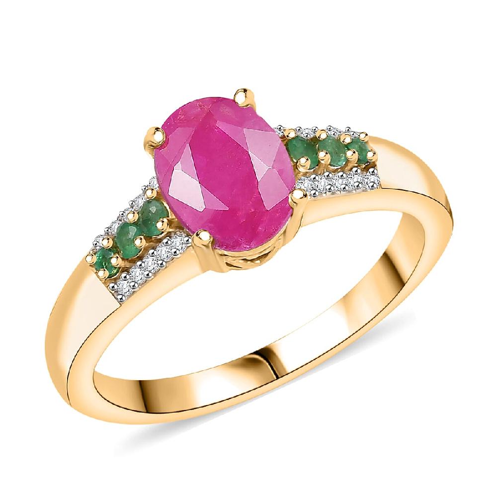 D'Joy Montepuez Ruby Multi Gemstone Ring in 18K Vermeil YG Over Sterling Silver 1.90 ctw